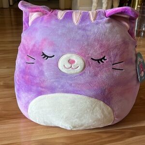 🐈Squishmallows Caeli the Cat 14” NWT Pink/Purple Tie-Dyed with Sleepy Eyes